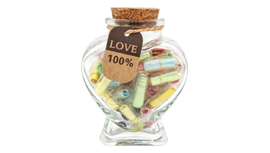 Heart Shaped Message Capsules Love Pill Notes Jar 50 Pcs