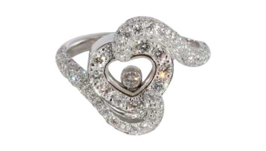 Happy Diamond Heart Ring - 18KT White Gold/Diamonds
