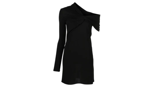 Twist-Front Asymmetric Minidress - Black