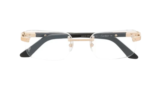 Logo-Engraved Square-Frame Glasses - Black/Gold-Tone