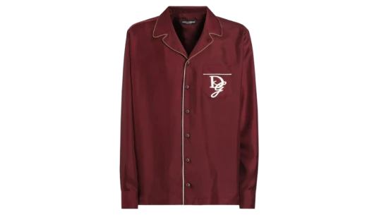 Logo-Embroidered Shirt - Wine Red