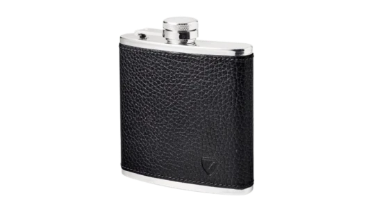 Classic 148ml Leather Hip Flask - Black Pebble