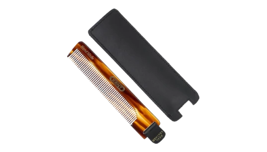 Handmade 112mm Comb with Leather Tab & Case Fine Hair