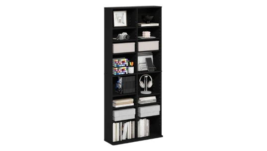 Jaya 16-Shelf Wide CD Rack - Black