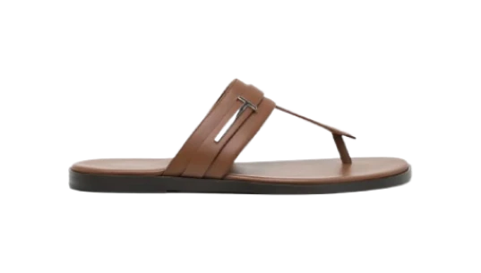Logo Leather Flip-Flops - Brown
