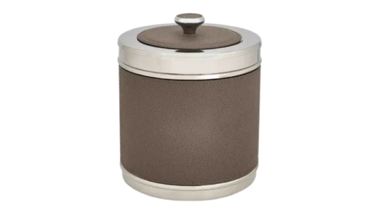 Ocean Leather Ice Bucket - Brown/Silver