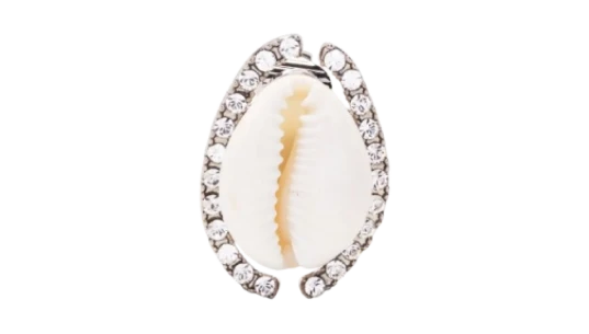 Crystal-Embellished Shell Earring