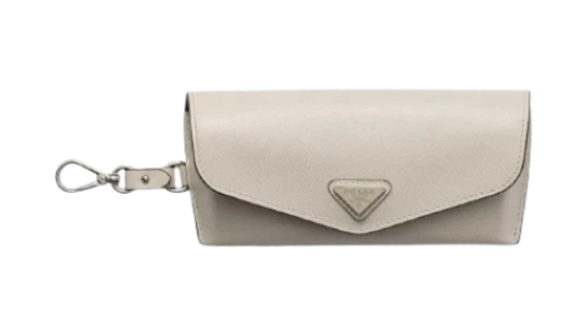 Triangle-Logo Eyeglasses Case - Light Beige