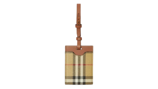 House-Check Leather Luggage Tag - Archive Beige/Multicolour