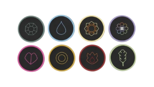 Kanto Gym Badge Coasters (8-Pack)