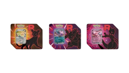 2025 Pokémon Team Rocket Mewtwo Ex/Persian Ex/Nidoking Ex Tin Case Set