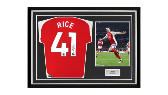 Declan Rice Back Signed 2024-25 Home Shirt In Hero Frame: Option 1