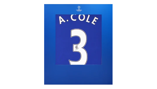 Ashley Cole Official UCL Back Signed Chelsea 2000 Home Shirt Deluxe Packaging