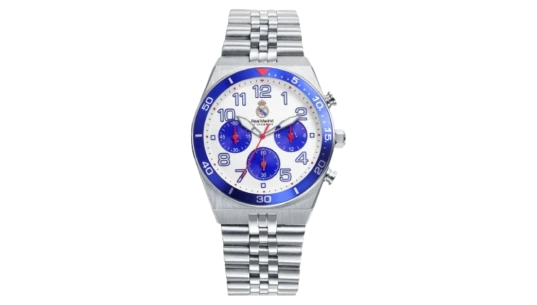 Silver Steel Watch - White/Blue Dial