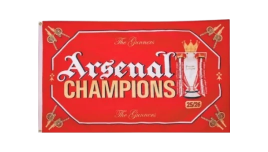 Arsenal Champions 25/26 Gothic Trophy Flag