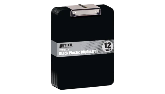 Black Plastic Clipboards 12 Pack