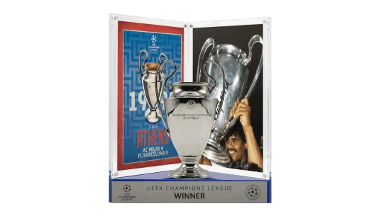 Frank Rijkaard Official UCL Signed 3D Mini Replica Trophy on Stand: 1994 Winner