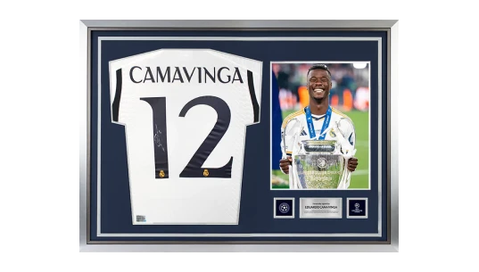 Eduardo Camavinga Official UCL Back Signed 2023-24 Authentic Home Shirt