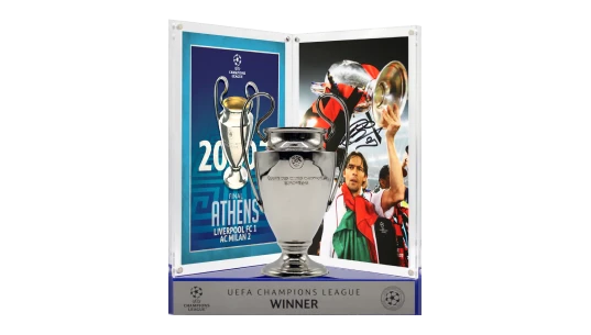 Filippo Inzaghi Official UCL Signed 3D Mini Replica Trophy on Stand: 2007 Winner