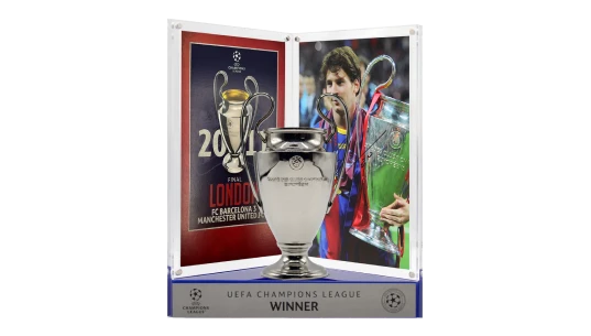 Lionel Messi Official UCL Signed 3D Mini Replica Trophy on Stand: 2011 Winner