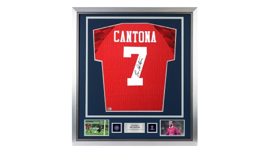 Eric Cantona Official UCL Back Signed & Framed Manchester United 1996-98 Home Shirt