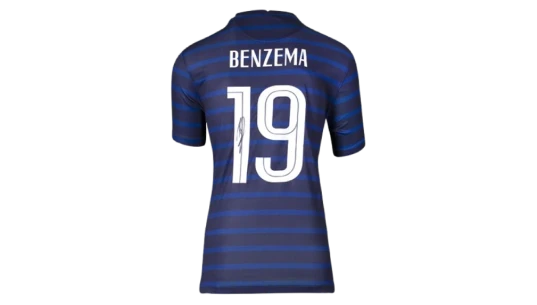 Karim Benzema Signed France 2020-21 Home Shirt With Fan Style Number