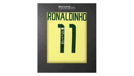 Ronaldinho Back Signed Brazil 2026 Home Shirt In Deluxe Packaging