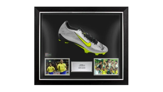 Ronaldo Signed Mercurial Silver Boot In Bubble Frame: Option 1