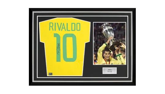 Rivaldo Back Signed Brazil Retro Home Shirt In Hero Frame: Copa America Edition