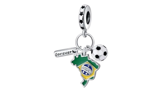 Pet Football Brazil Charm - 925 Sterling Silver