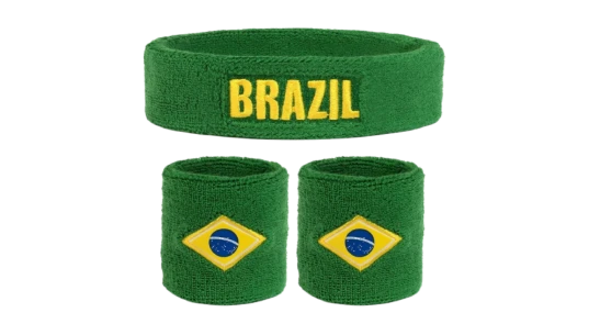 Brazil Headband & Wristbands Set - Green/Yellow/Blue
