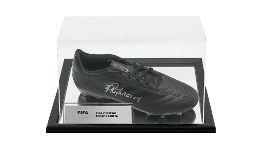 Frank Rijkaard Official World Cup Signed Black Boot In Acrylic Case