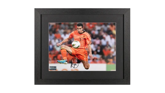 Robin van Persie Signed Netherlands Photo In Black Wooden Frame: Master of the Ball
