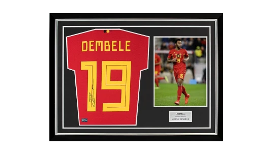 Mousa Dembele Back Signed Belgium 2017-18 Home Shirt In Hero Frame: Option 1