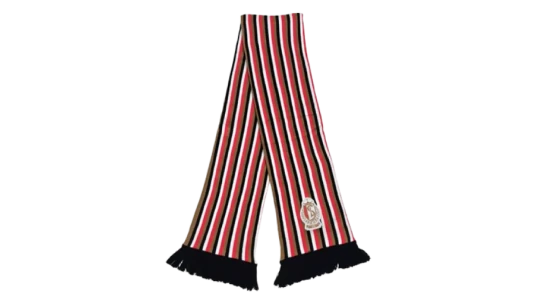 Striped Crest Scarf - Red/Yellow/White/Black