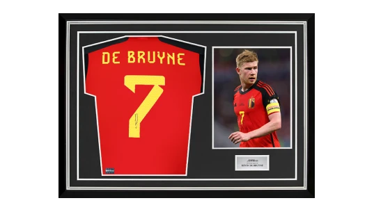 Kevin De Bruyne Signed Belgium 2022 Home Shirt In Hero Frame: Option 1