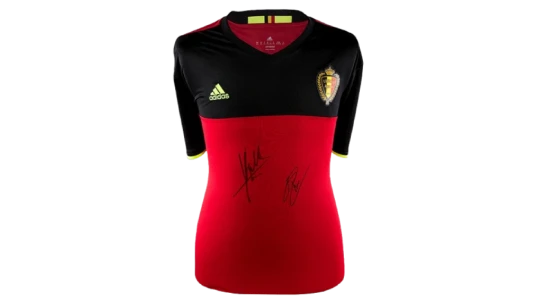 Jan Vertonghen & Mousa Dembele Front Signed Belgium 2016-17 Home Shirt
