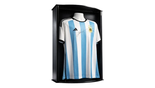 Lionel Messi Front Signed Argentina 2022 Home Shirt In Icons Premier Display