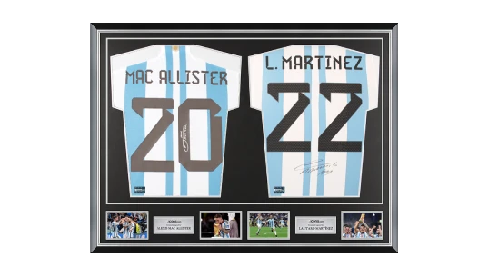 Alexis Mac Allister & Lautaro Martinez Signed Argentina Home Shirts In Classic Dual Frame