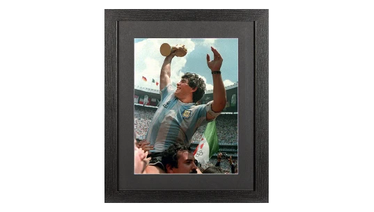 UNSIGNED Diego Maradona Argentina Photo In Black Wooden Frame: 1986 World Cup Winner