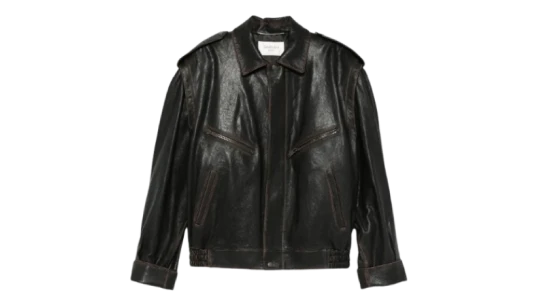Leather Zip-Fastening Jacket - Brown