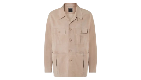 Pocket-Details Leather Sahariana Jacket - Beige