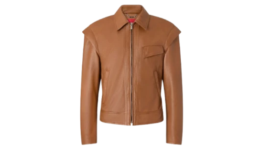 Deer-Effect Nappa Leather Blouson - Cognac