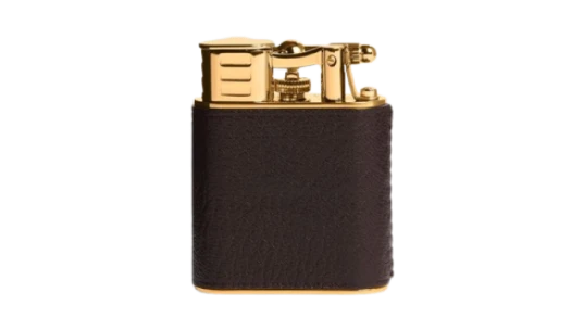 Goatskin Leather Gold Plated Turbo Lighter
