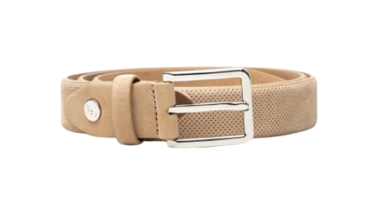 Perforated Buckle Belt - Beige