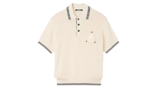 The Voilier Striped-Trim Waffle-Knit Polo Shirt - White