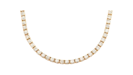 15pt Prong Set Tennis Necklace 14K Solid Gold 22.00ctw