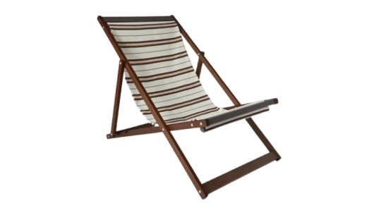 Vintage Oxford Stripe Dehors Deck Chair - Sand/Deep Ocean/Chili/Antique Gold (F6J4)