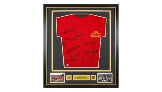 England Official 1966 World Cup Squad Signed & Framed Shirt: Signed by 10