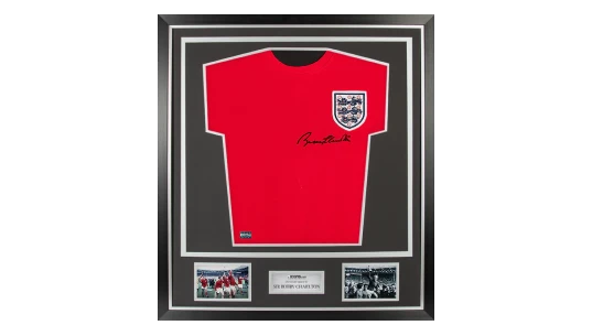 Sir Bobby Charlton Front Signed England 1966 Shirt In Classic Frame: Three Lions Edition